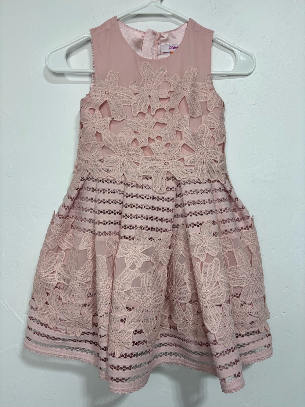 Ted Baker Girls Formal Pink Dress Size 6 Sleeveless Lace Wedding Party